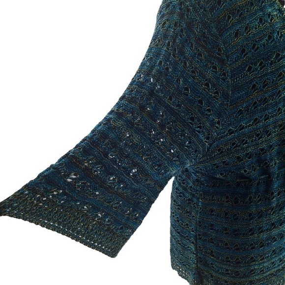 Lane Bryant Variegated Blue and Green Open Knit Cardigan - Picture 13 of 15